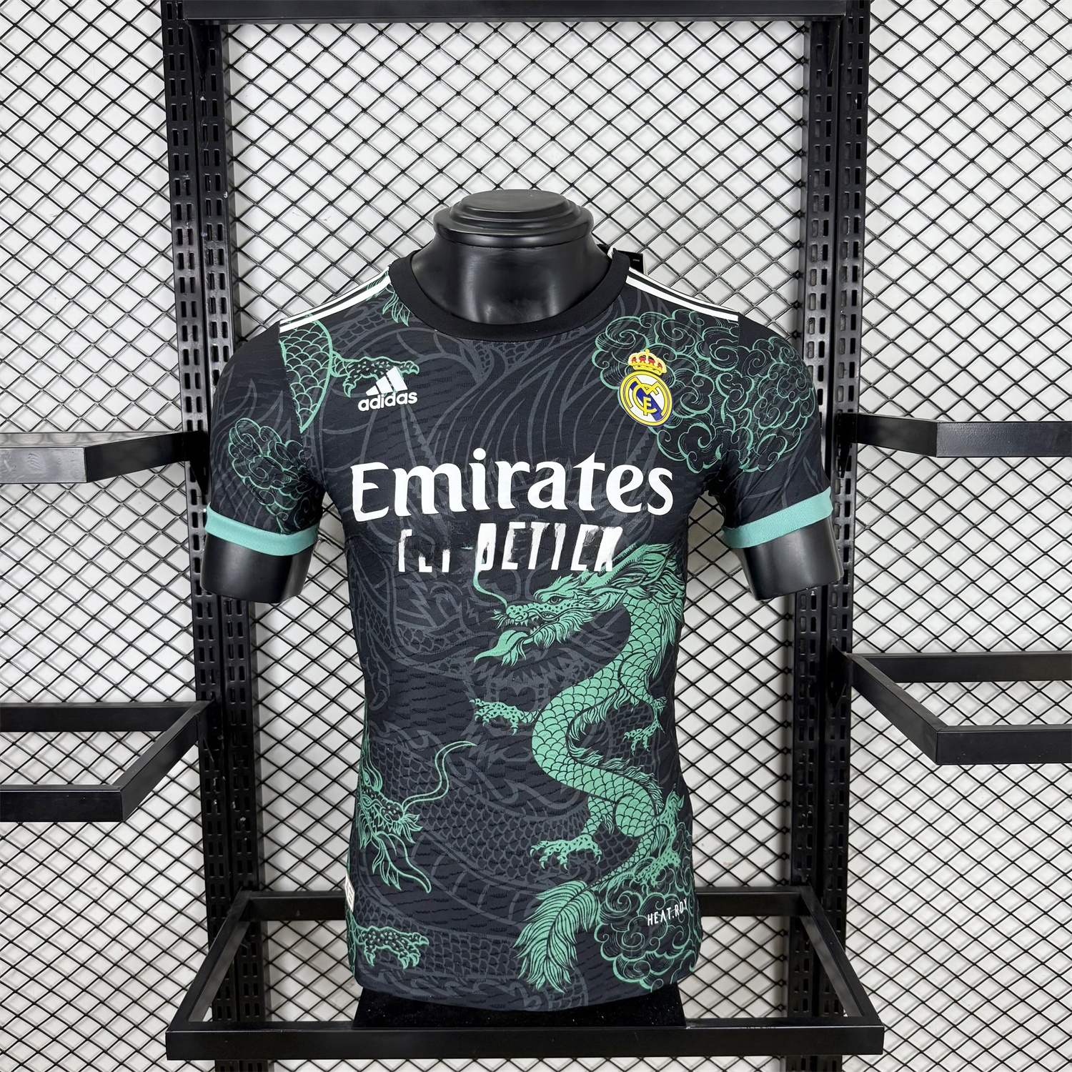 Real Madrid 25-26 Green Dragon Soars Black Jersey - Player Version - ReplicasJersey