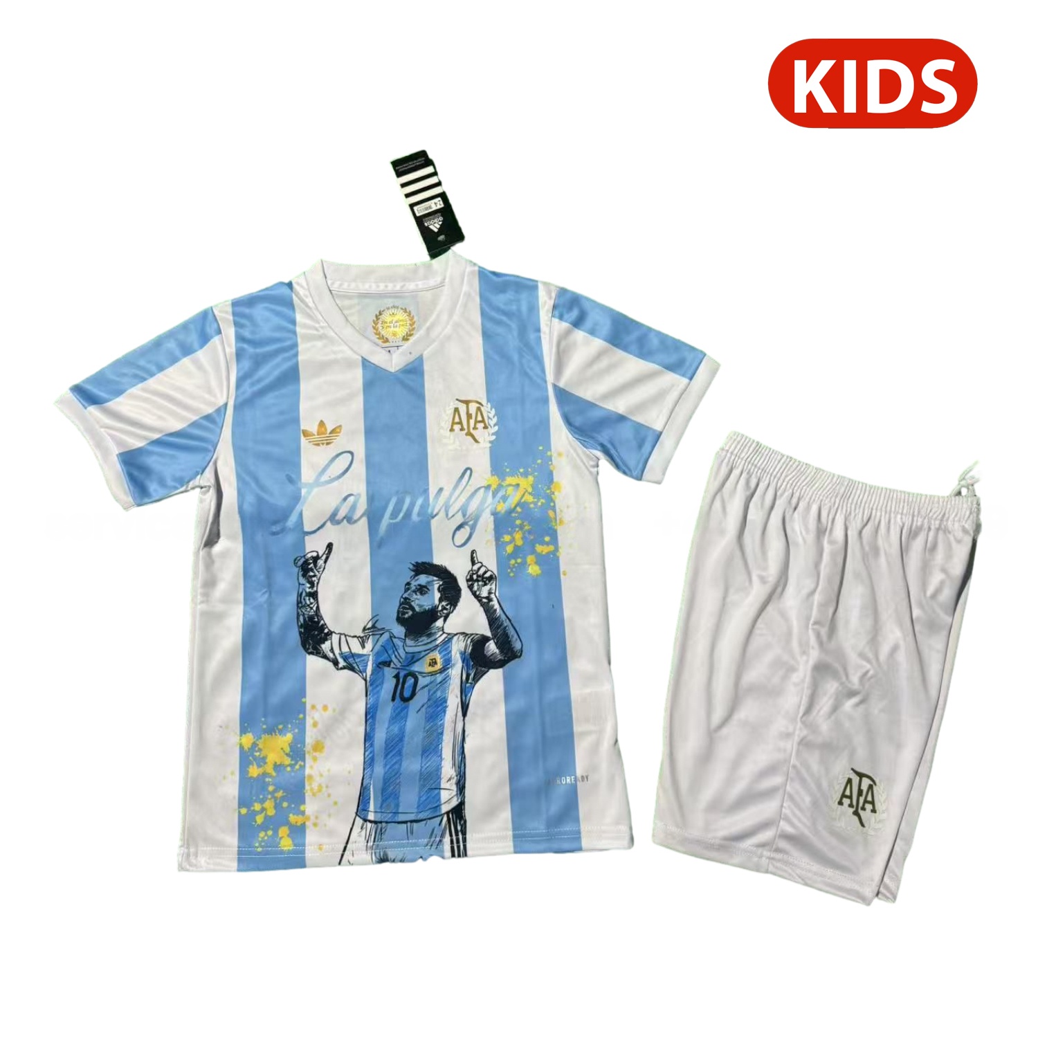 Argentina 25-26 50th Anniversary Messi Graffiti Special Kids Kit - ReplicasJersey