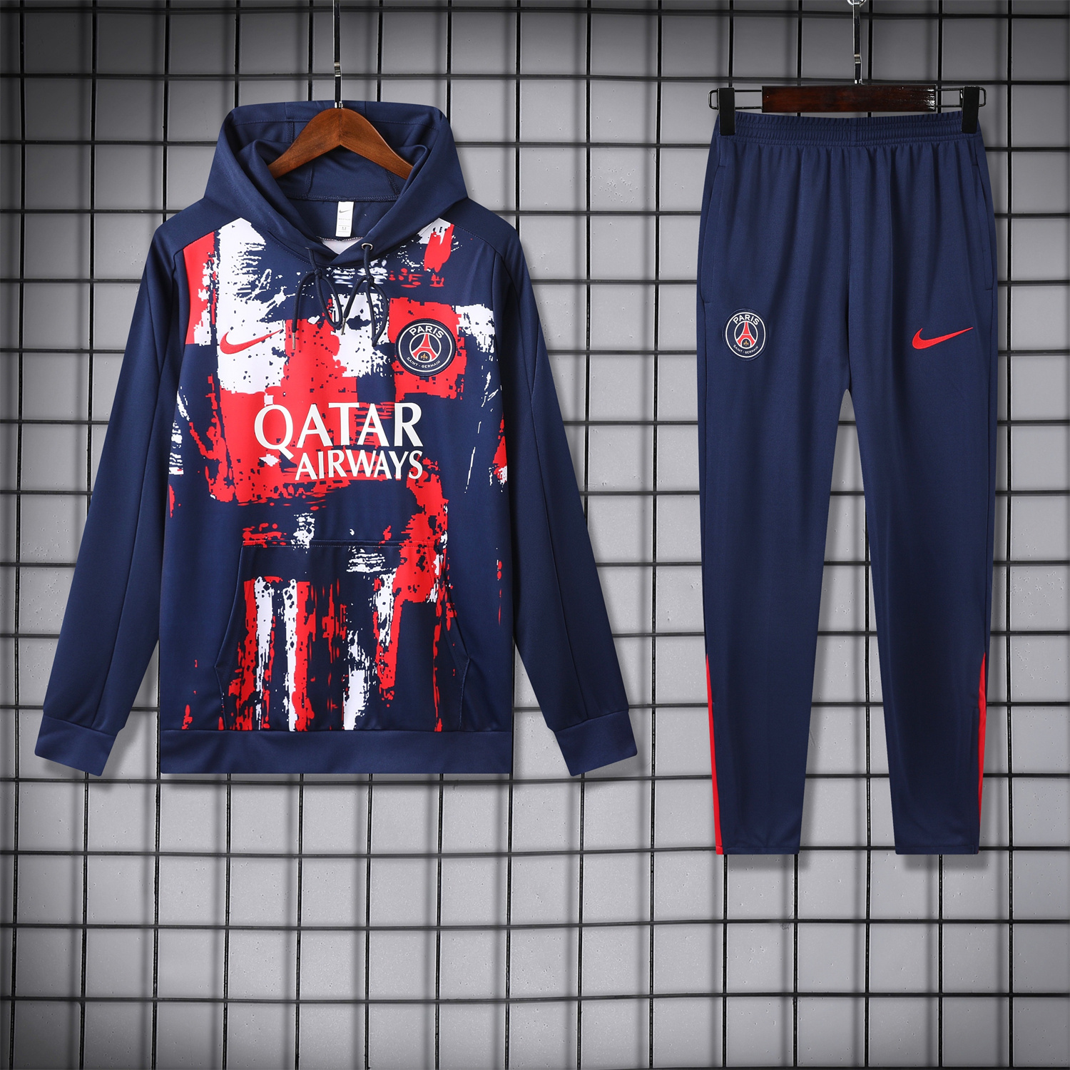 Paris Saint-Germain PSG 24-25 Training Hoodie Set - Royal Blue Hoodie and Pants - ReplicasJersey