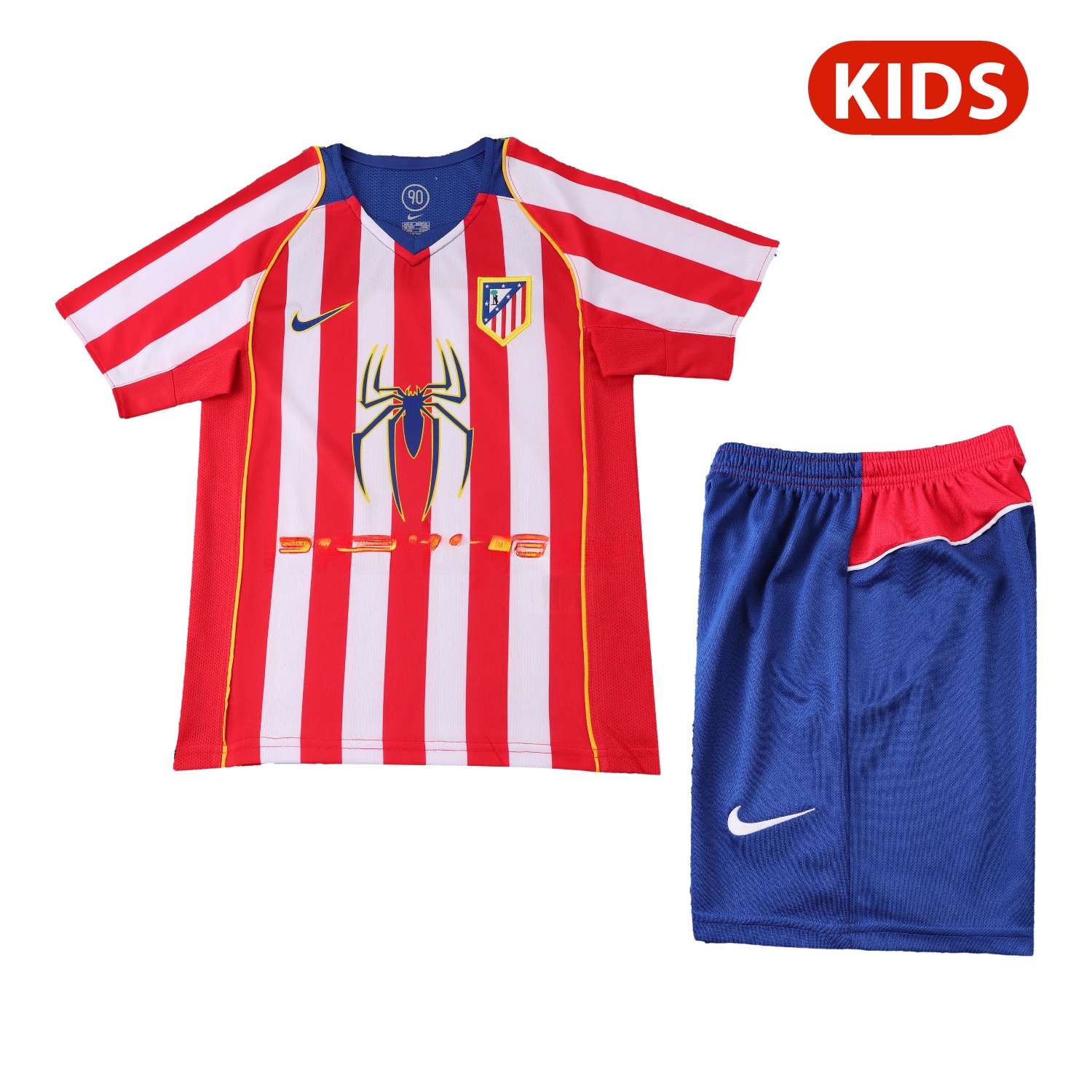Retro Atletico Madrid 2004-05 Home S.p.i.d.e.r M.a.n Special Kids Kit - ReplicasJersey