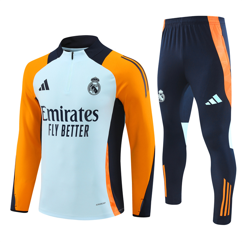 Real Madrid 24-25 Long Sleeve Training Set - Blue & Orange - ReplicasJersey
