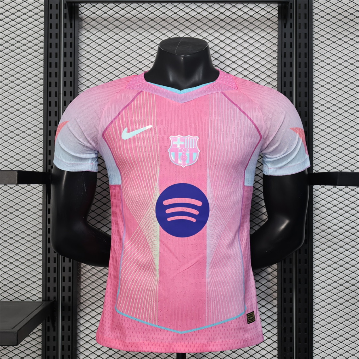 B.A.R.S.A 25-26 Pink and Light Blue Stripes Jersey - Player Version - ReplicasJersey