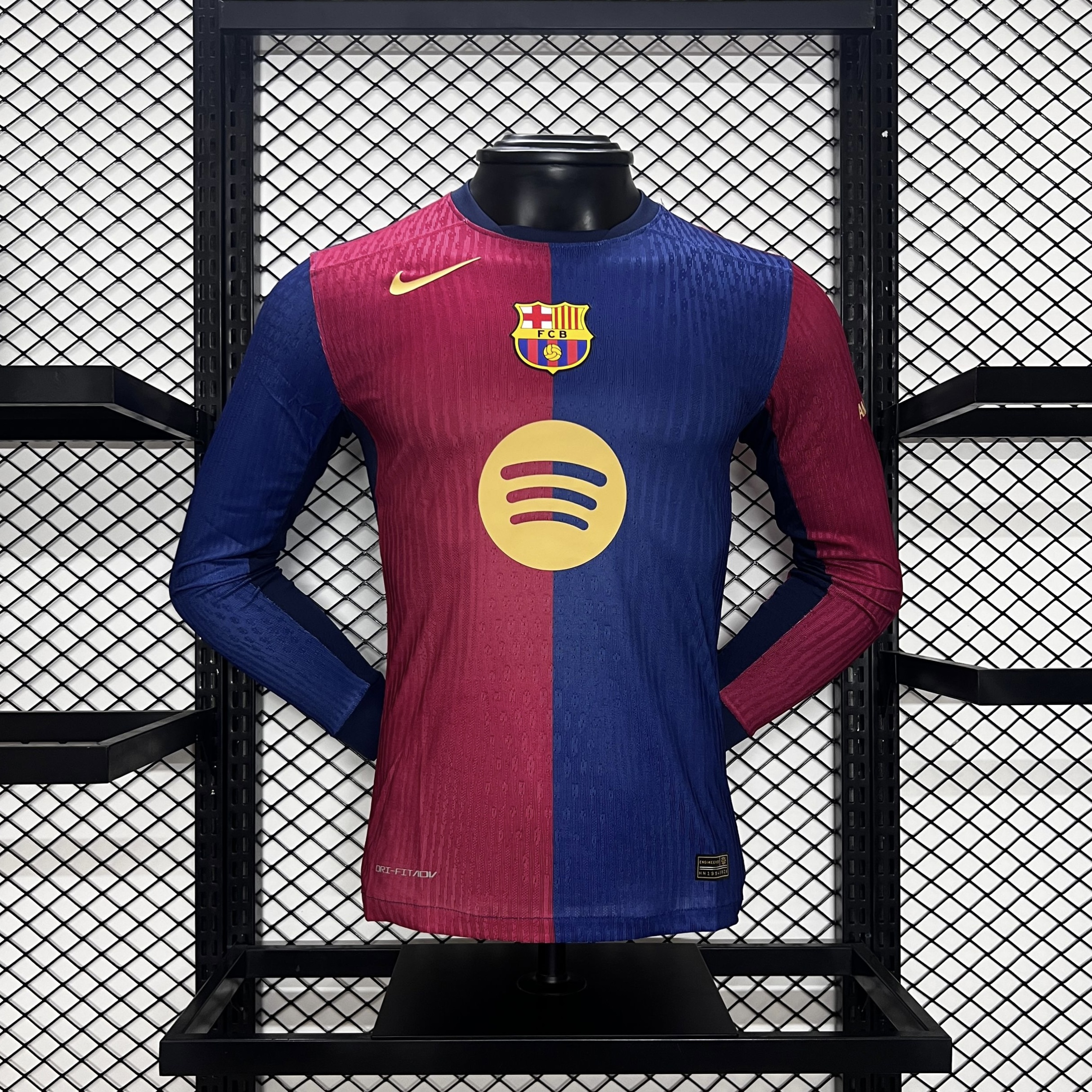 B.A.R.S.A 24-25 Home Long Sleeve Jersey with Big Logo - Player Version - ReplicasJersey