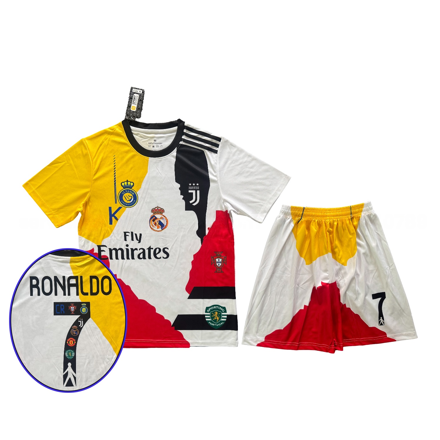 Cristiano Ronaldo Career Commemorative Men's Adult Jersey Set - Fans Version with Ronaldo #7 - Real Madrid Manchester United Juventus Portugal Al Nassr Sporting CP - ReplicasJersey