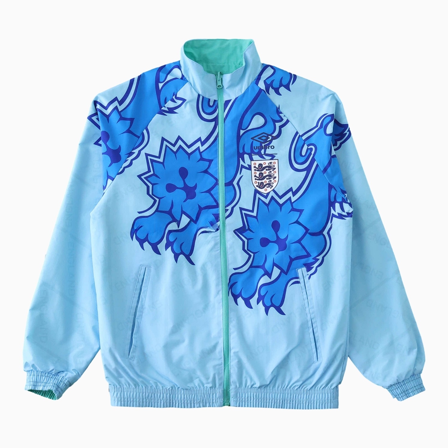 Retro England 1992 Third Double Sided Reversible Windbreaker - Blue & Green - ReplicasJersey
