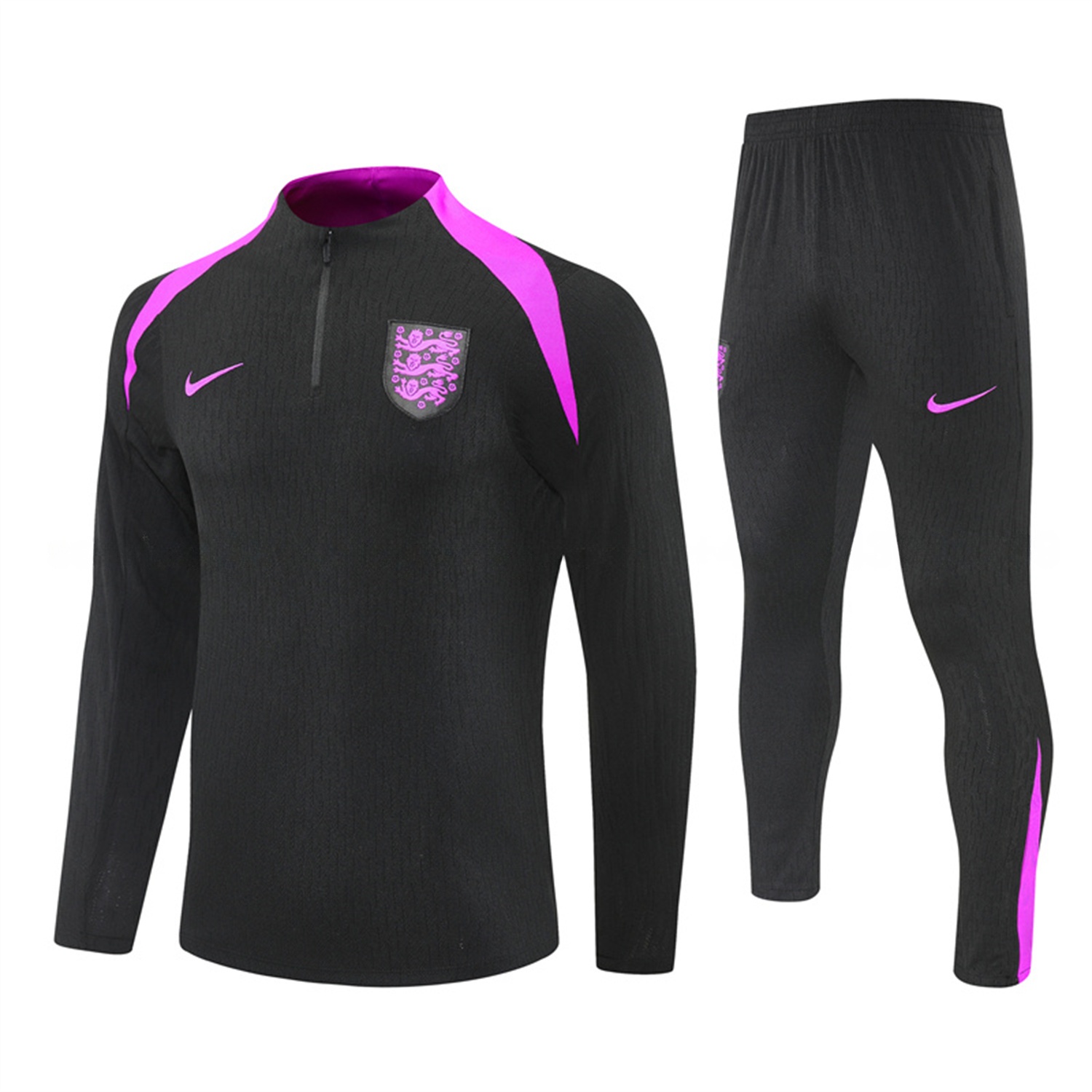 England 25-26 Long Sleeve Training Set - Player Version - Black Top and Pants - ReplicasJersey