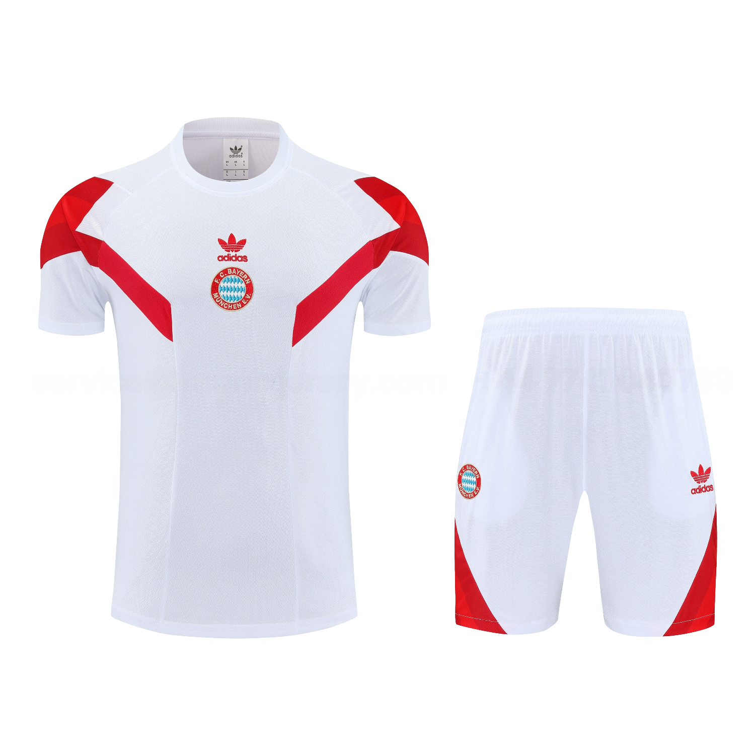 Bayern Munich 25-26 Short-Sleeve Training Set - White Top & white Shorts - ReplicasJersey