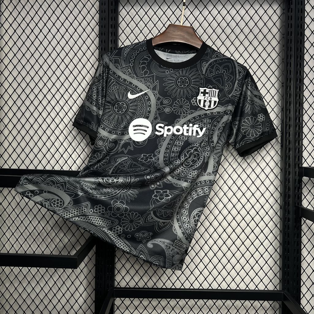 B.A.R.S.A 24-25 Black Grey Pattern Jersey - Fans Version - ReplicasJersey