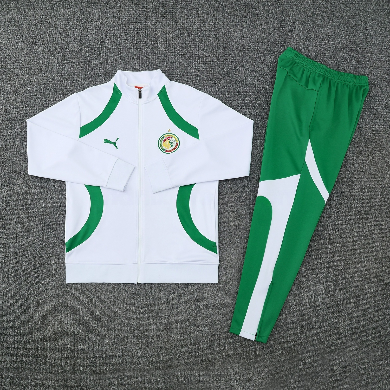 Senegal 25-26 Jacket Training Tracksuit - White Jackets & Green Pants - ReplicasJersey