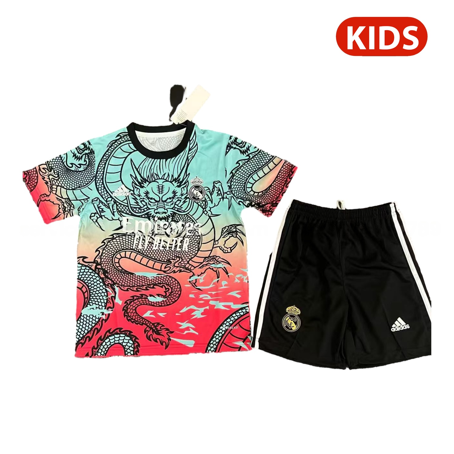 Real Madrid 25-26 Black Dragon Red And Blue Special Kids Kit - ReplicasJersey