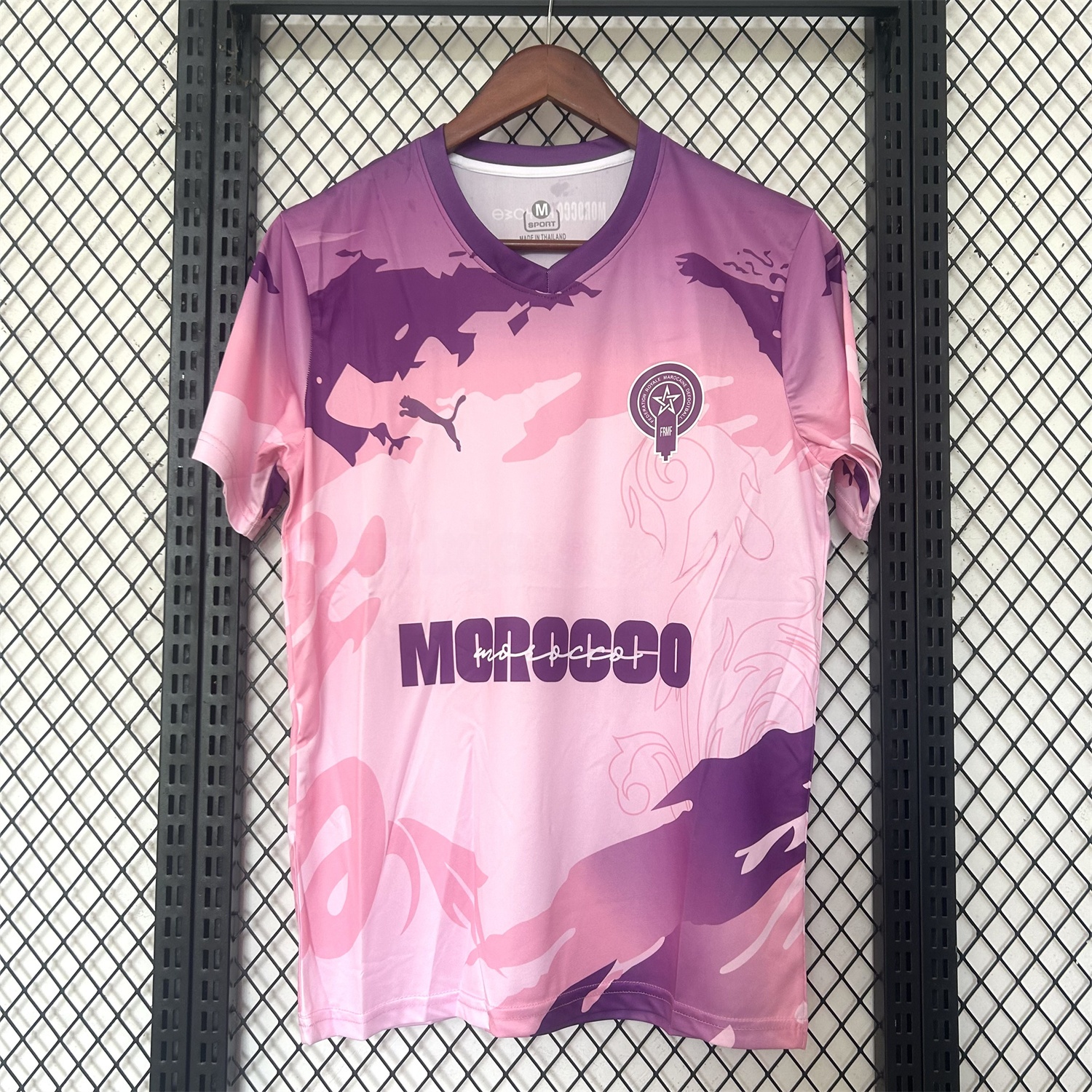 Morocco 25-26 Purple Pattern Pink Training Jersey - Fans Version - ReplicasJersey