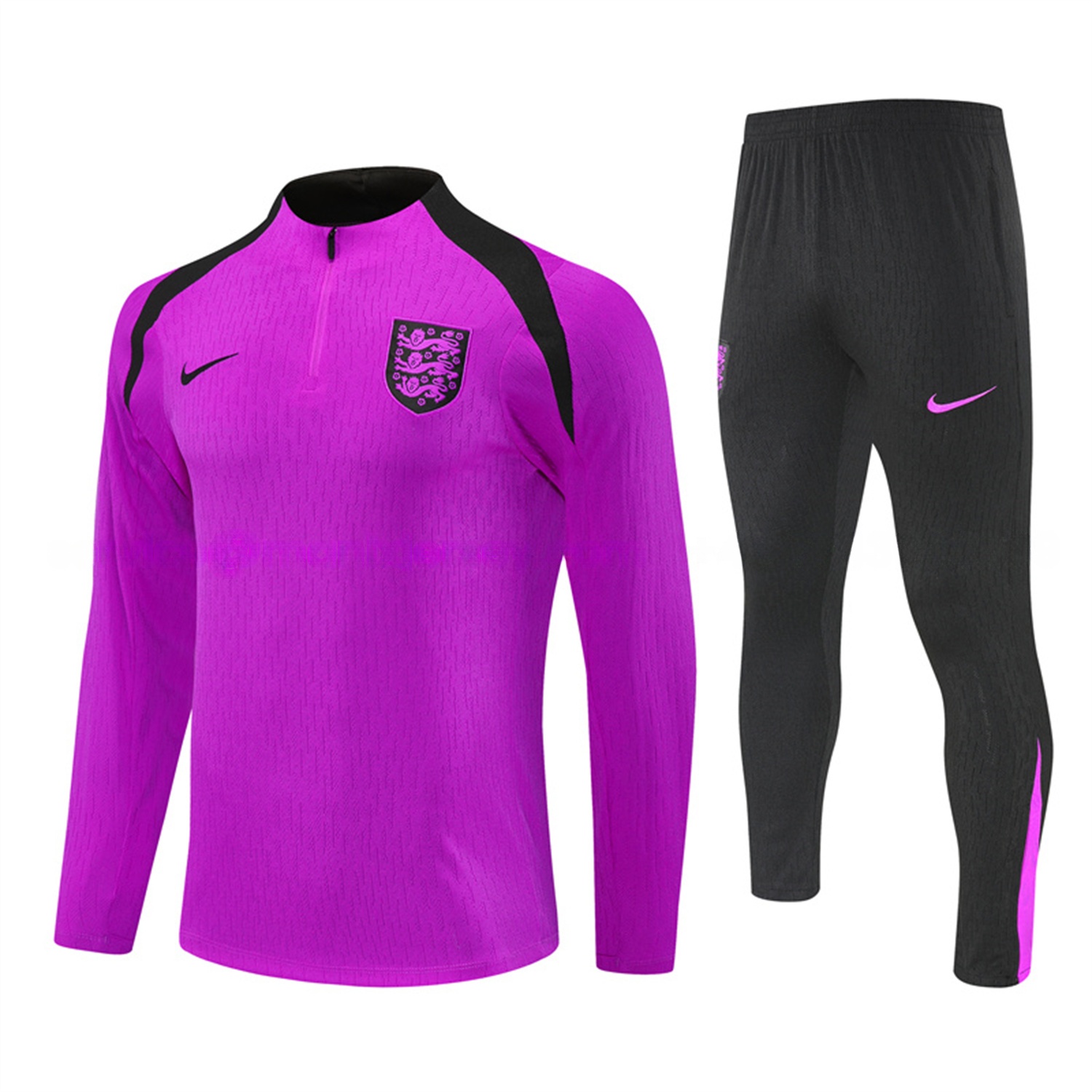 England 25-26 Long Sleeve Training Set - Player Version - Purple Top and Black Pants - ReplicasJersey