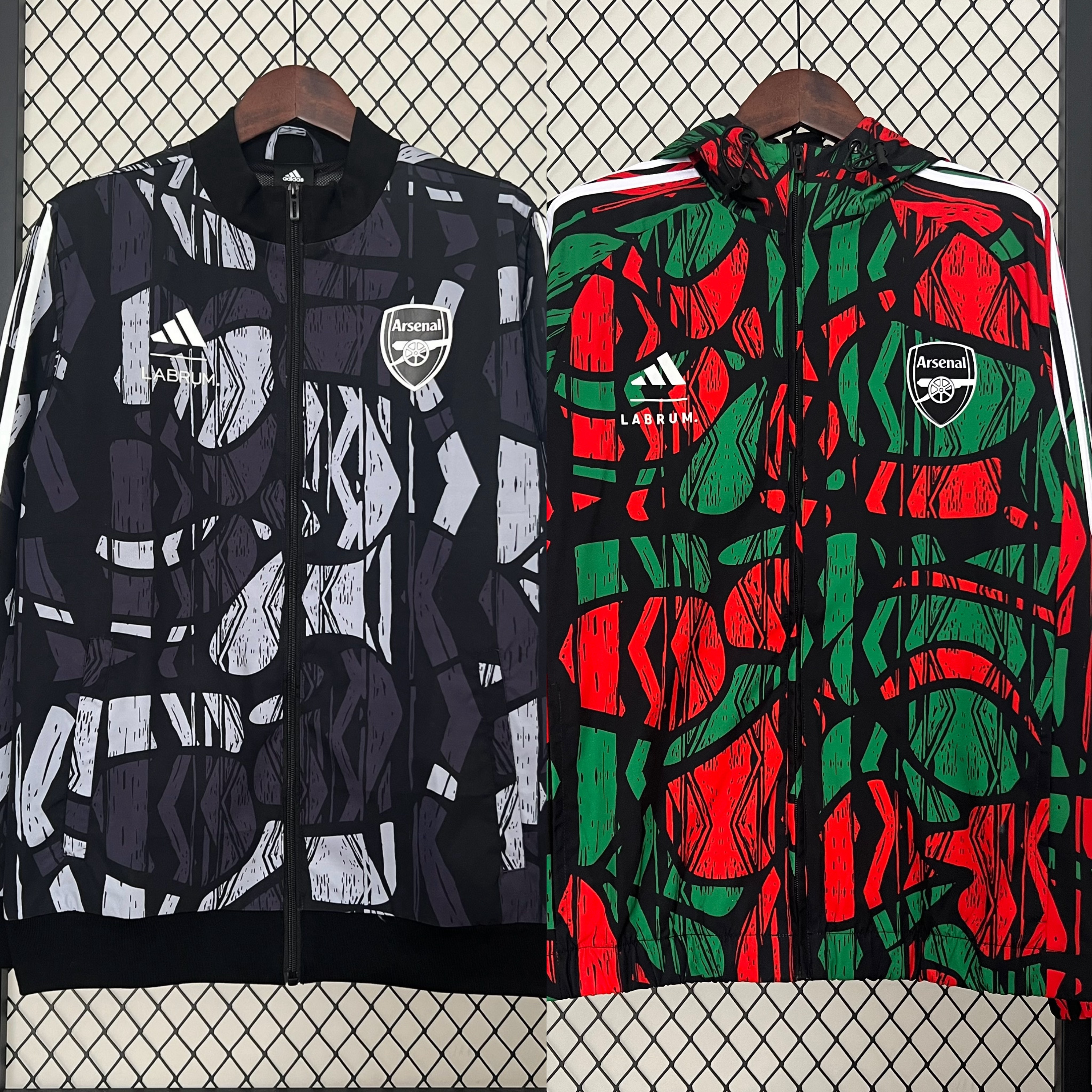 Arsenal 24-25 Double Sided Reversible Windbreaker - Black & Red - ReplicasJersey