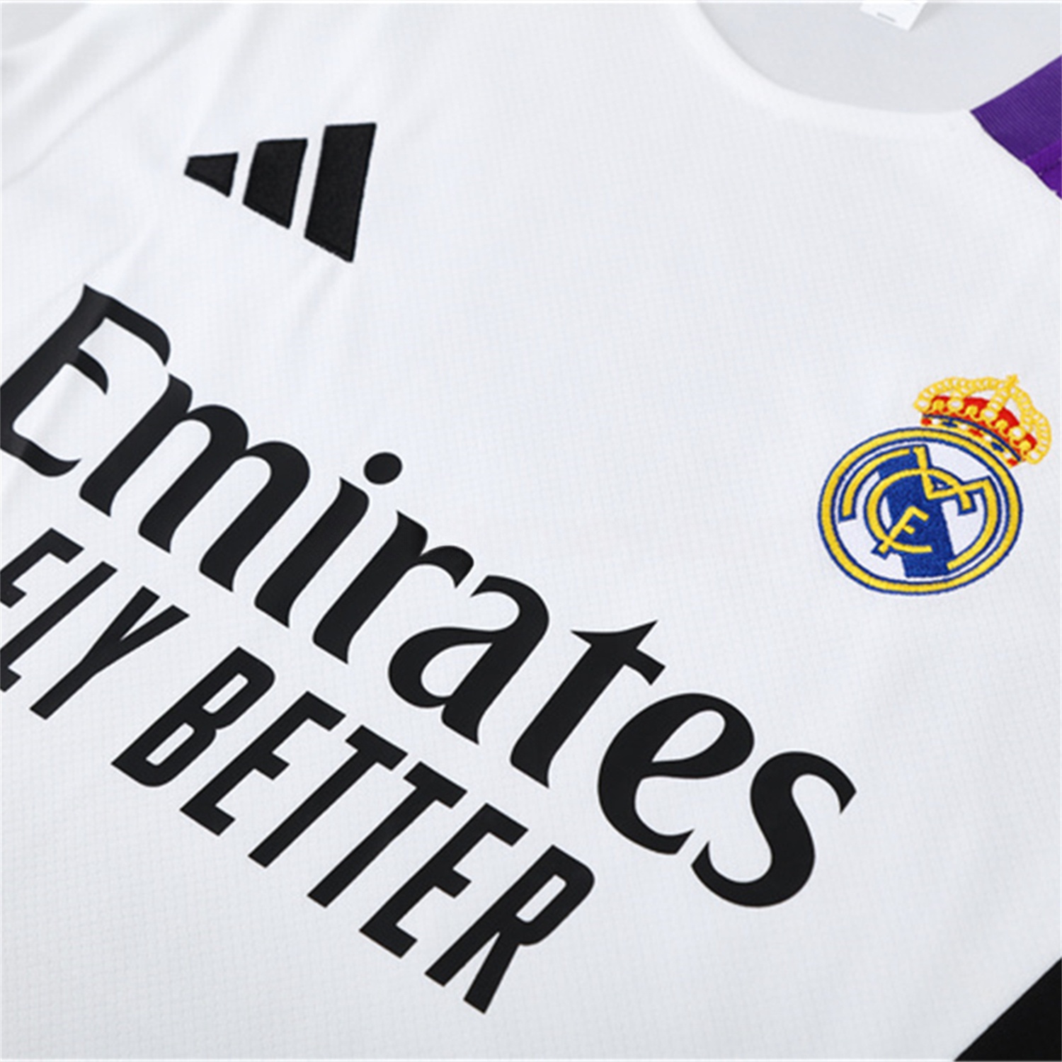 Real Madrid 24-25 Short-Sleeve Kids Training Set - White with Purple - ReplicasJersey