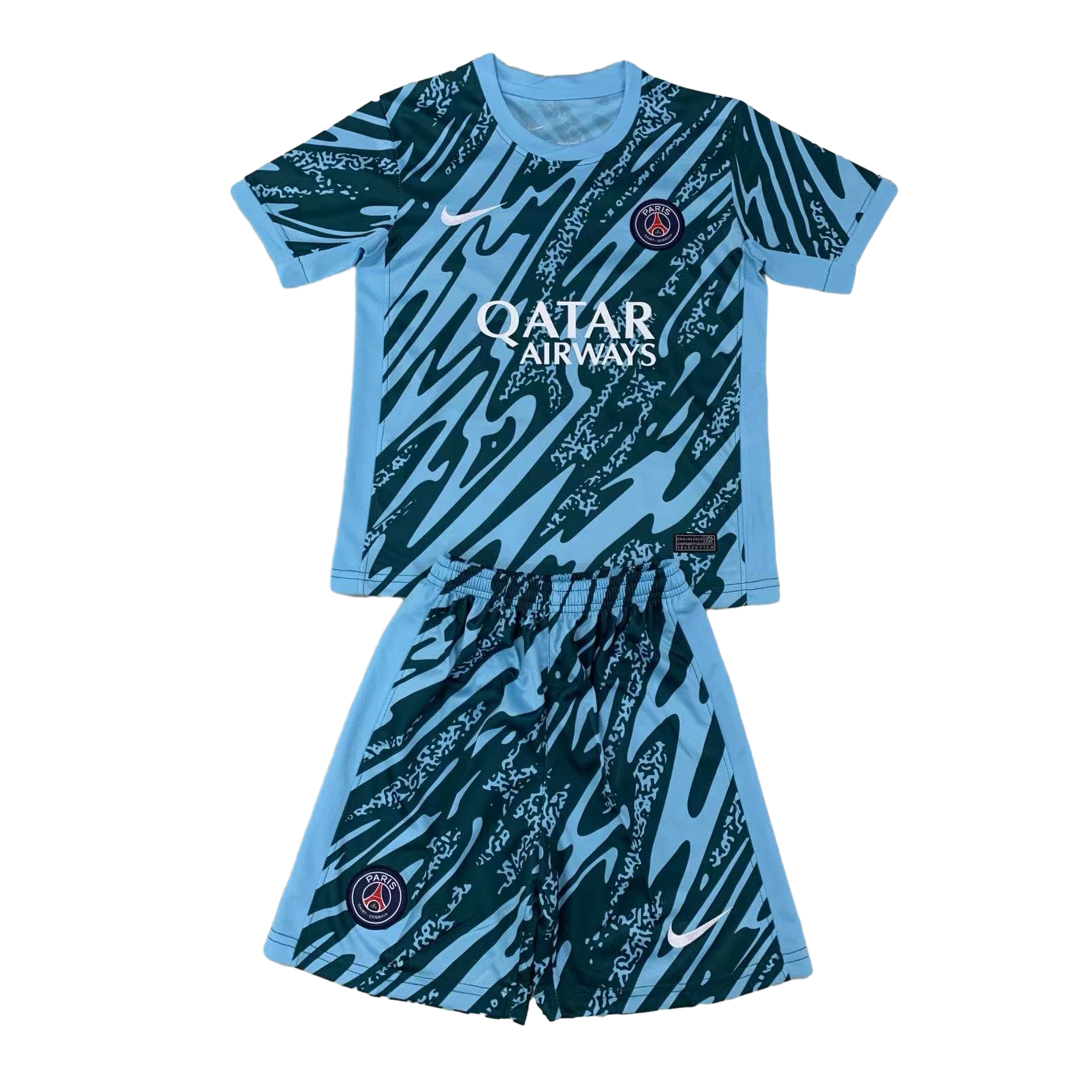 Paris Saint-Germain PSG 24-25 Goalkeeper Kids Kit - Lake Blue - ReplicasJersey