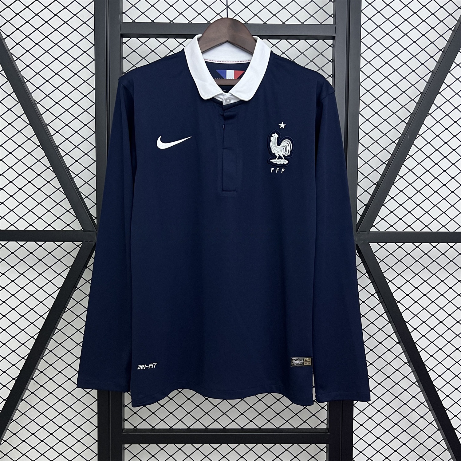 Retro France 2014 Home Long Sleeves Jersey - ReplicasJersey