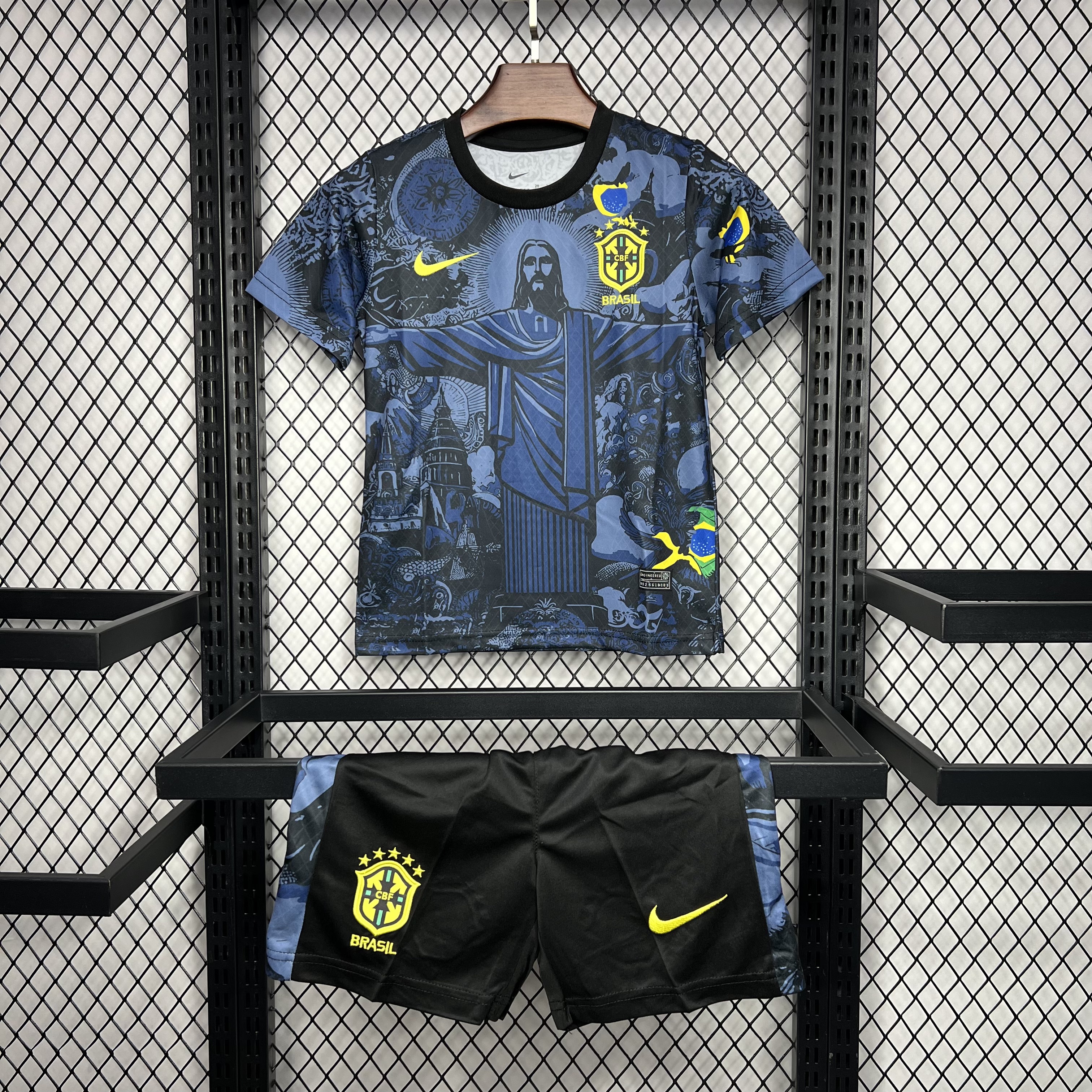 Brazil 2024 Christ the Redeemer Statue Kids Kit - Dark Blue - ReplicasJersey