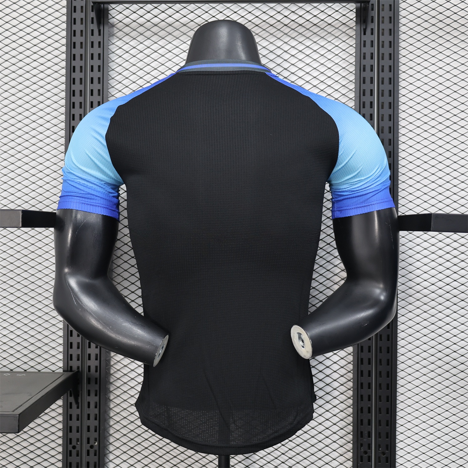Algeria 25-26 Pure Black with Blue Sleeves Jersey - Player Version - ReplicasJersey