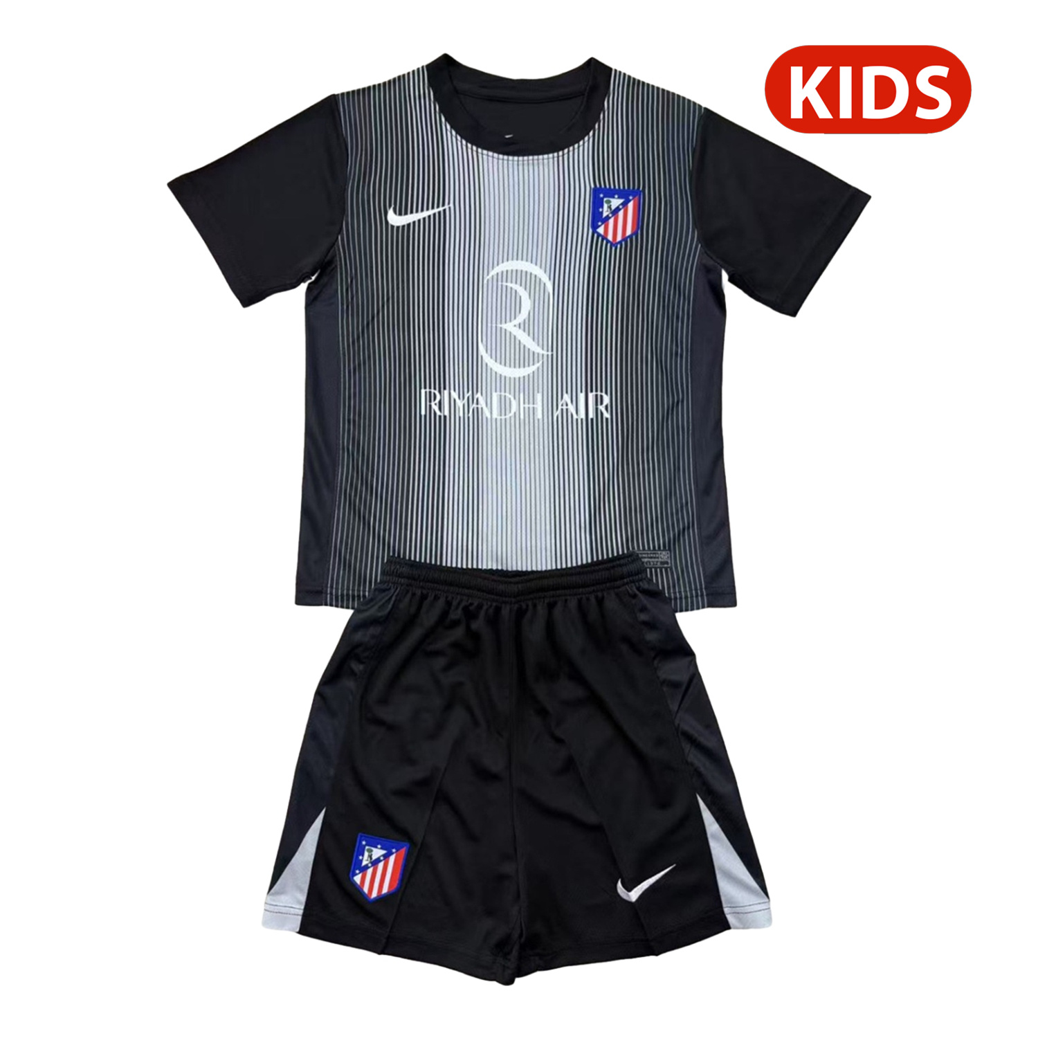 Atletico Madrid 25-26 Black Goalkeeper Kids Kit - ReplicasJersey