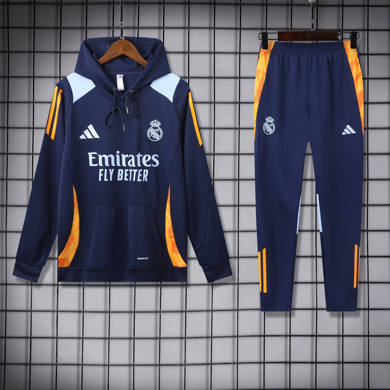 Real Madrid 24-25 Training Hoodie Set - Royal Blue Hoodie and Pants - ReplicasJersey
