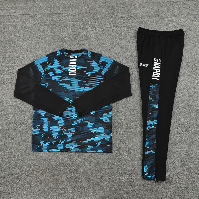 Napoli 24-25 Long Sleeve Training Set - Black Blue - ReplicasJersey
