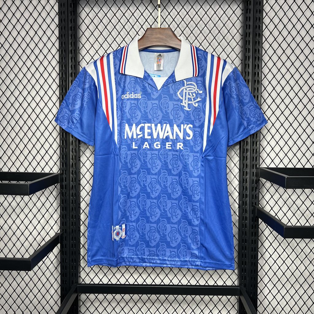 Retro Glasgow Rangers 1996-97 Home Stadium Jersey - ReplicasJersey