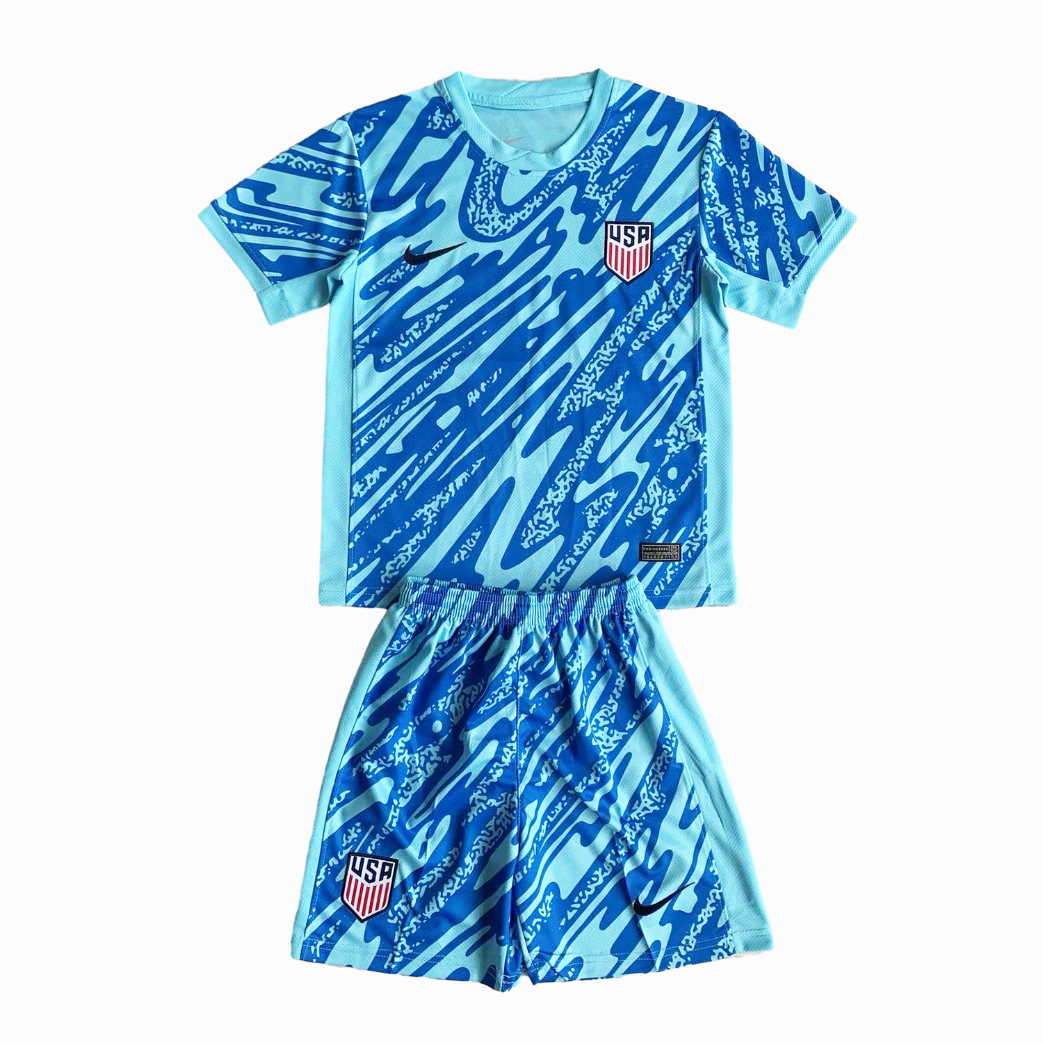 United States USA 2024 Goalkeeper Kids Kit - Lake Blue - ReplicasJersey