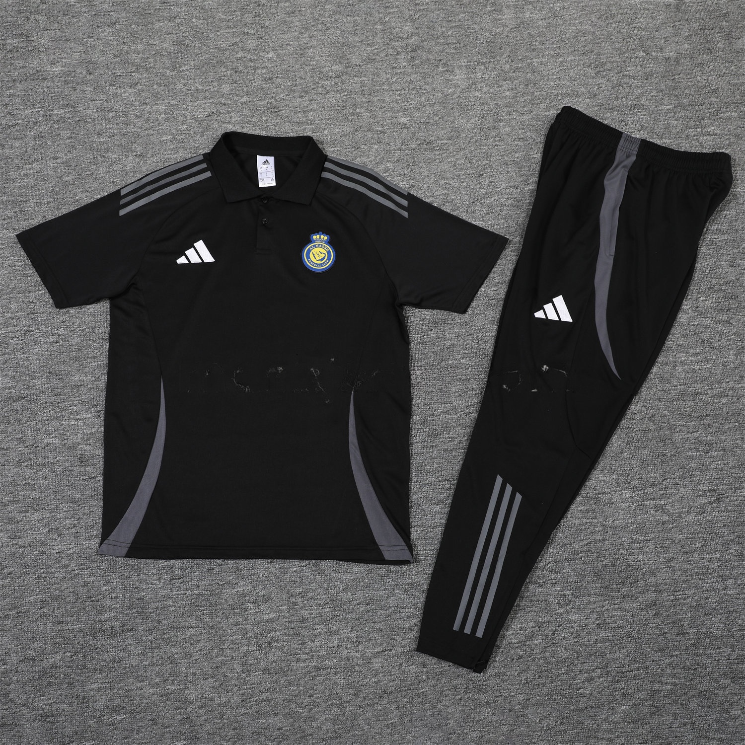 Al Nassr Riyadh Victory 25-26 POLO Short-Sleeve Training Set - Black Top and Pants - ReplicasJersey