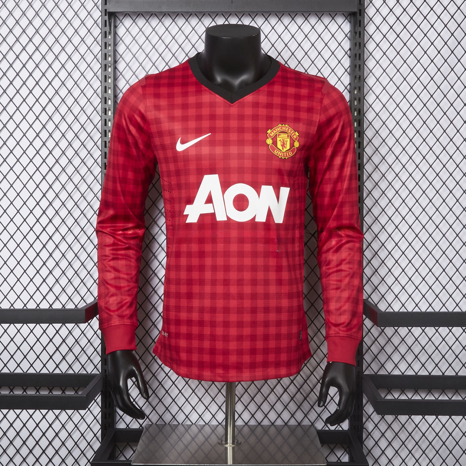 Retro Manchester United 2012-13 Home Long Sleeve Jersey - Player Version - ReplicasJersey