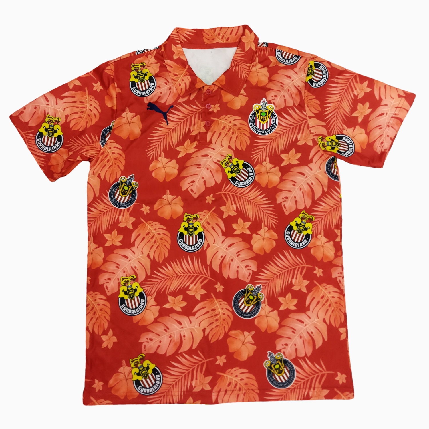 Chivas de Guadalajara 24-25 Red Flower Pattern Polo Shirts - ReplicasJersey