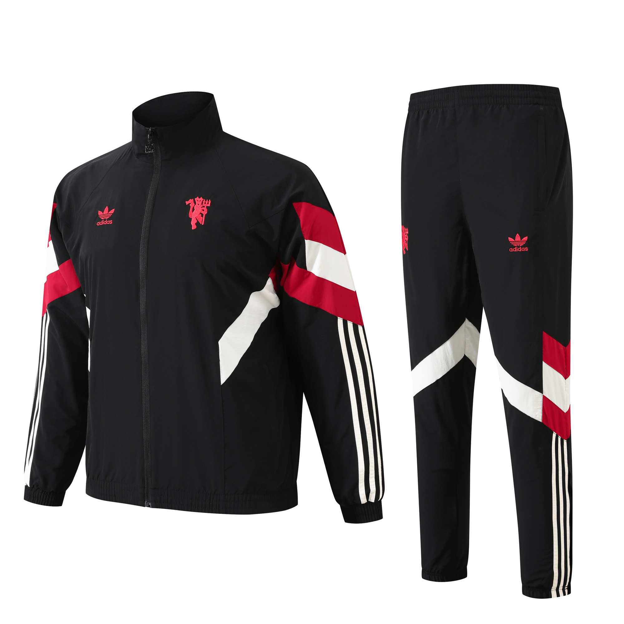 Manchester United 24-25 Black Throwback Windbreaker Suit - Jackets & Pants - ReplicasJersey