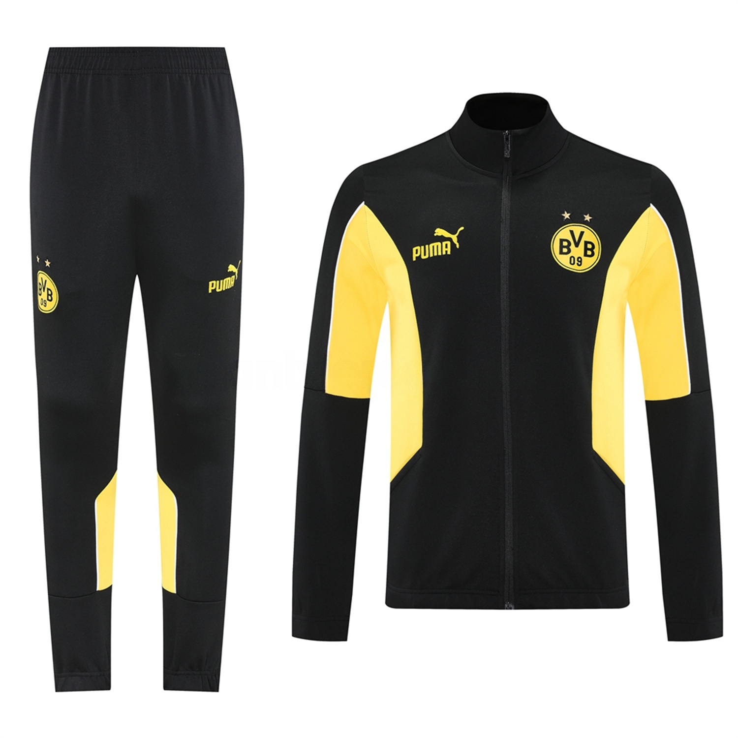 Dortmund 25-26 Jacket Training Tracksuit - Black top & Black Pants - ReplicasJersey