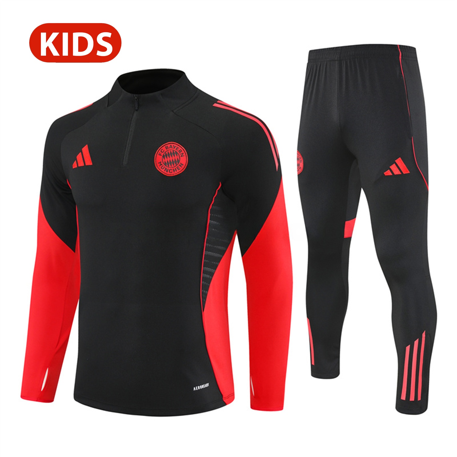 Bayern Munich 25-26 Kid Long Sleeves Training Set - Black Top & Black Pants - ReplicasJersey