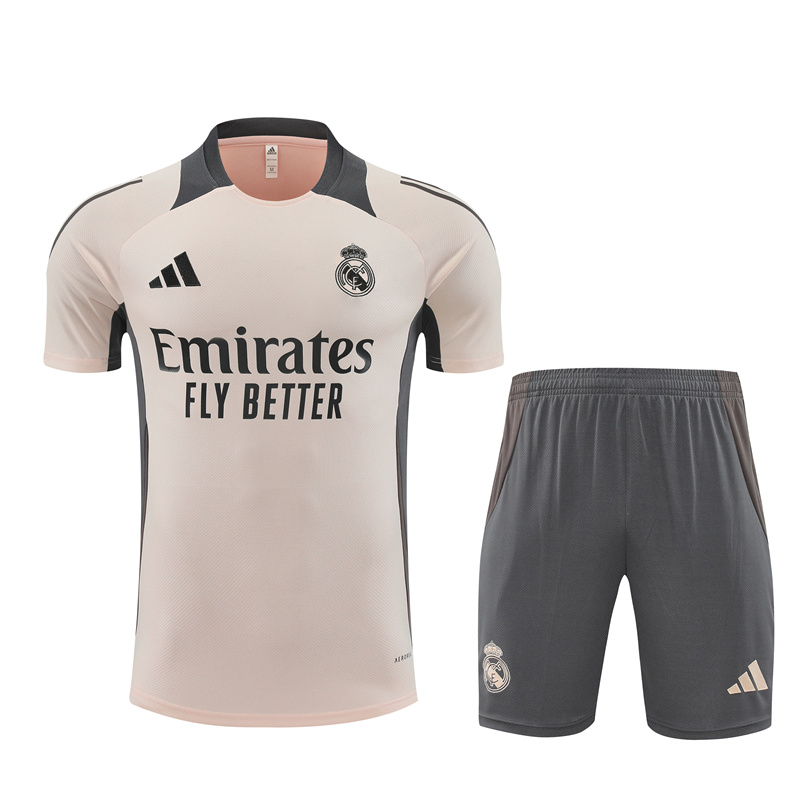 Real Madrid 24-25 Kids Short-Sleeve Training Set - Apricot - ReplicasJersey