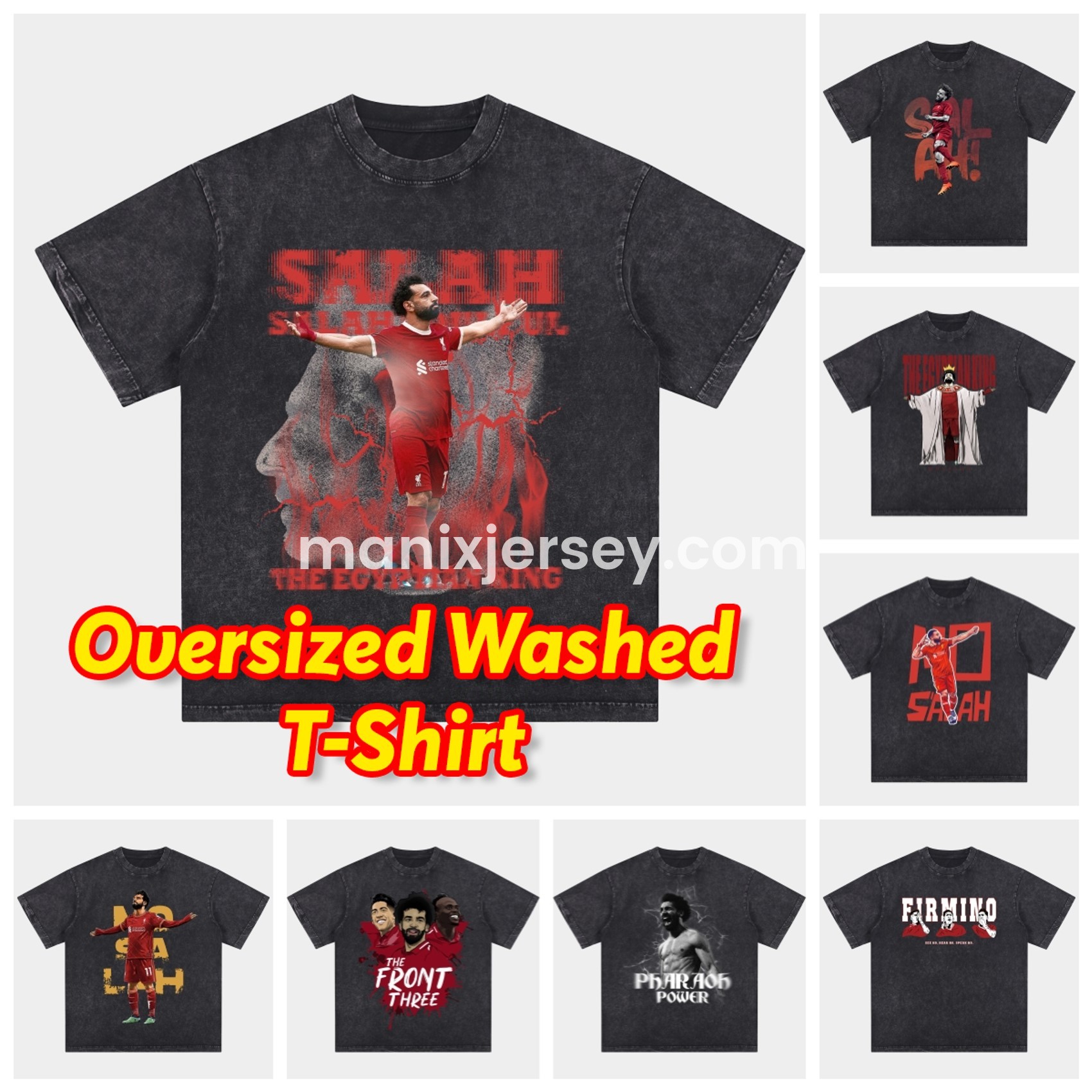 Salah Liverpool Klopp Arnold Oversized Washed T-Shirt - ReplicasJersey