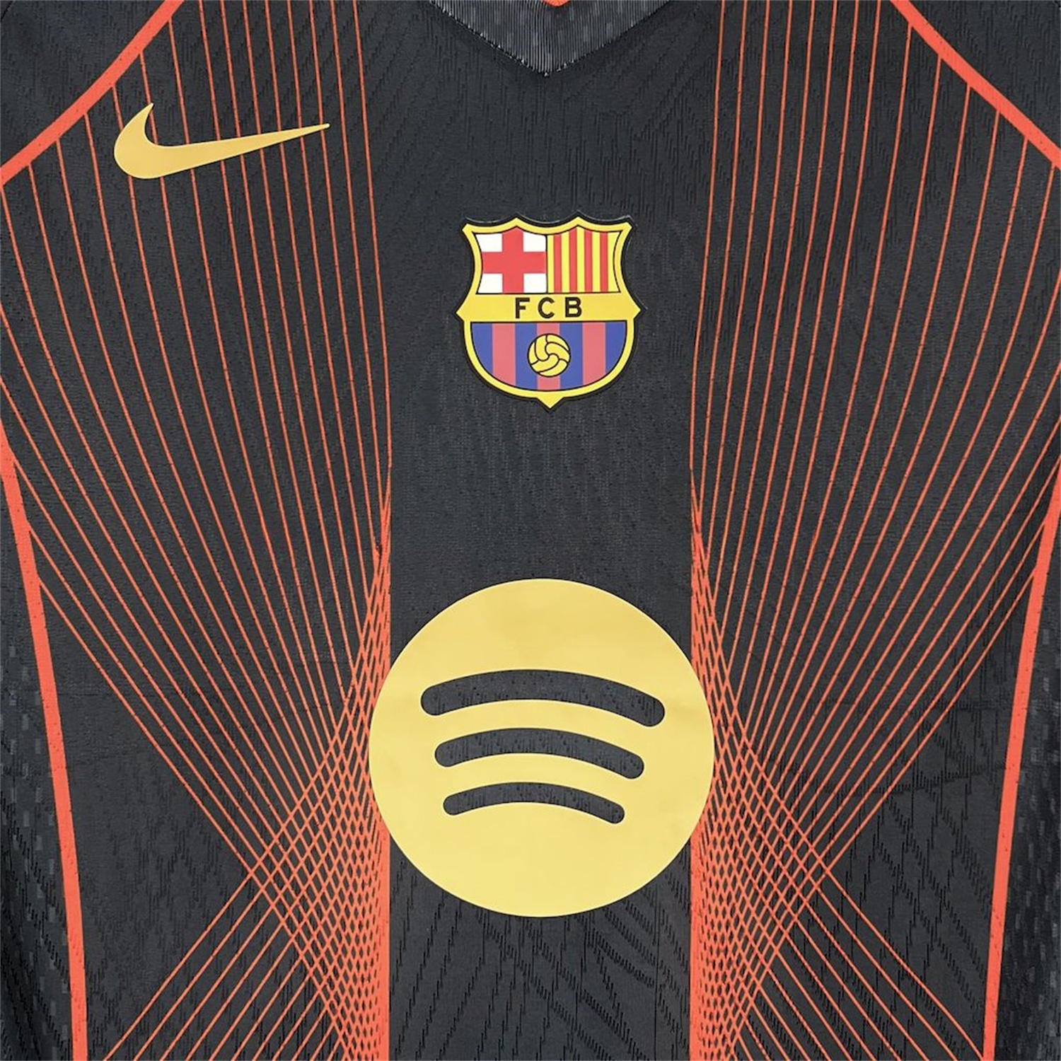 B.A.R.S.A 25-26 T90 Orange Lines Black Special Jersey - Fans Version - ReplicasJersey