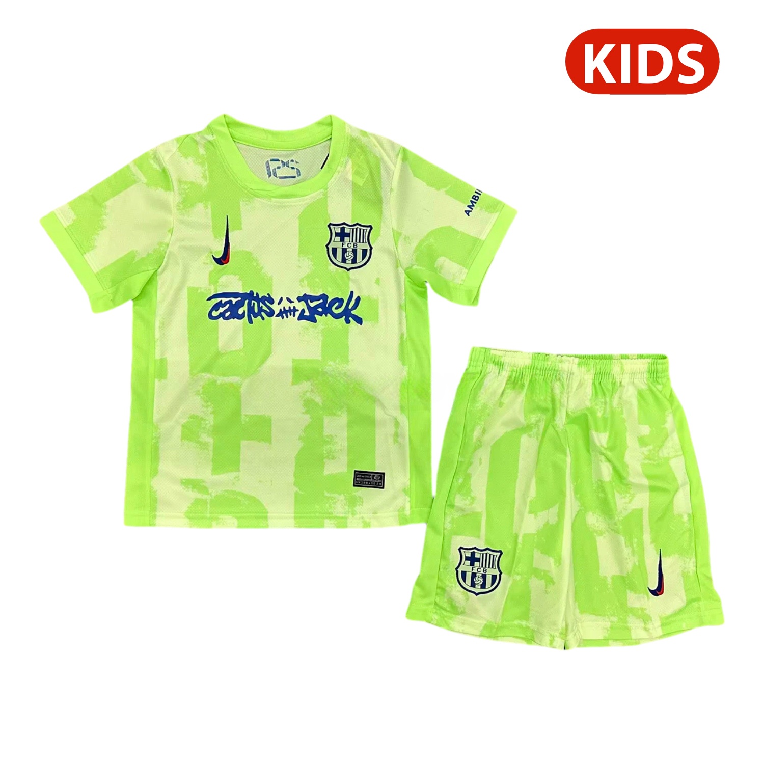 B.A.R.S.A x Travis Scott 24-25 Third Green Kids Kit - ReplicasJersey
