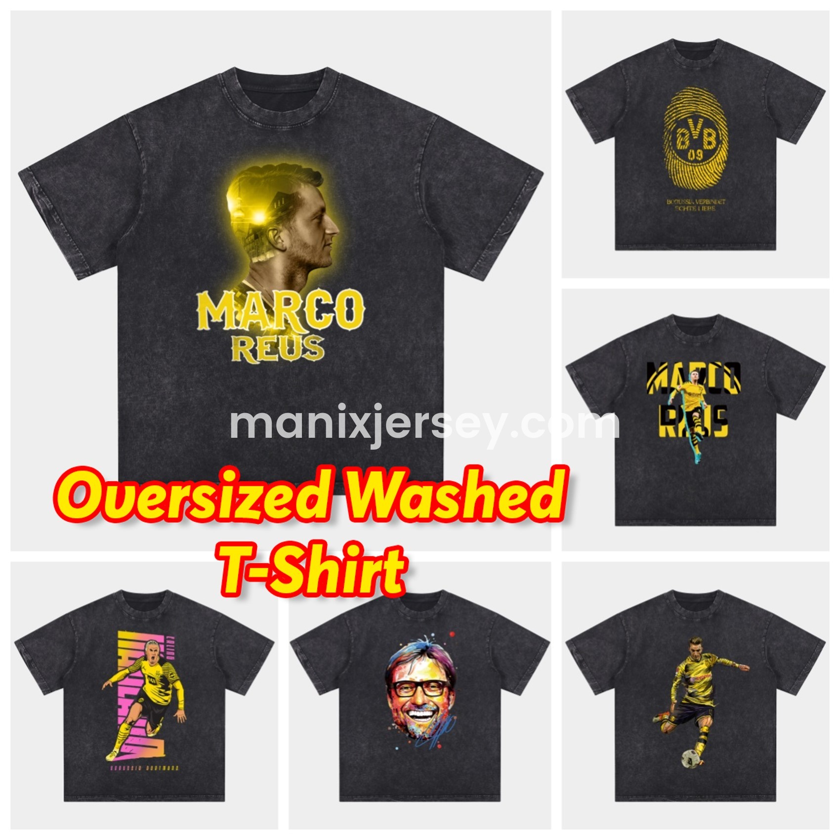 Dortmund Oversized Washed T-Shirt - ReplicasJersey