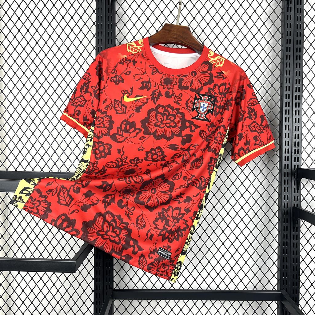 Portugal 2024-25 Red Flower Special Edition Jersey - Fans Version - ReplicasJersey