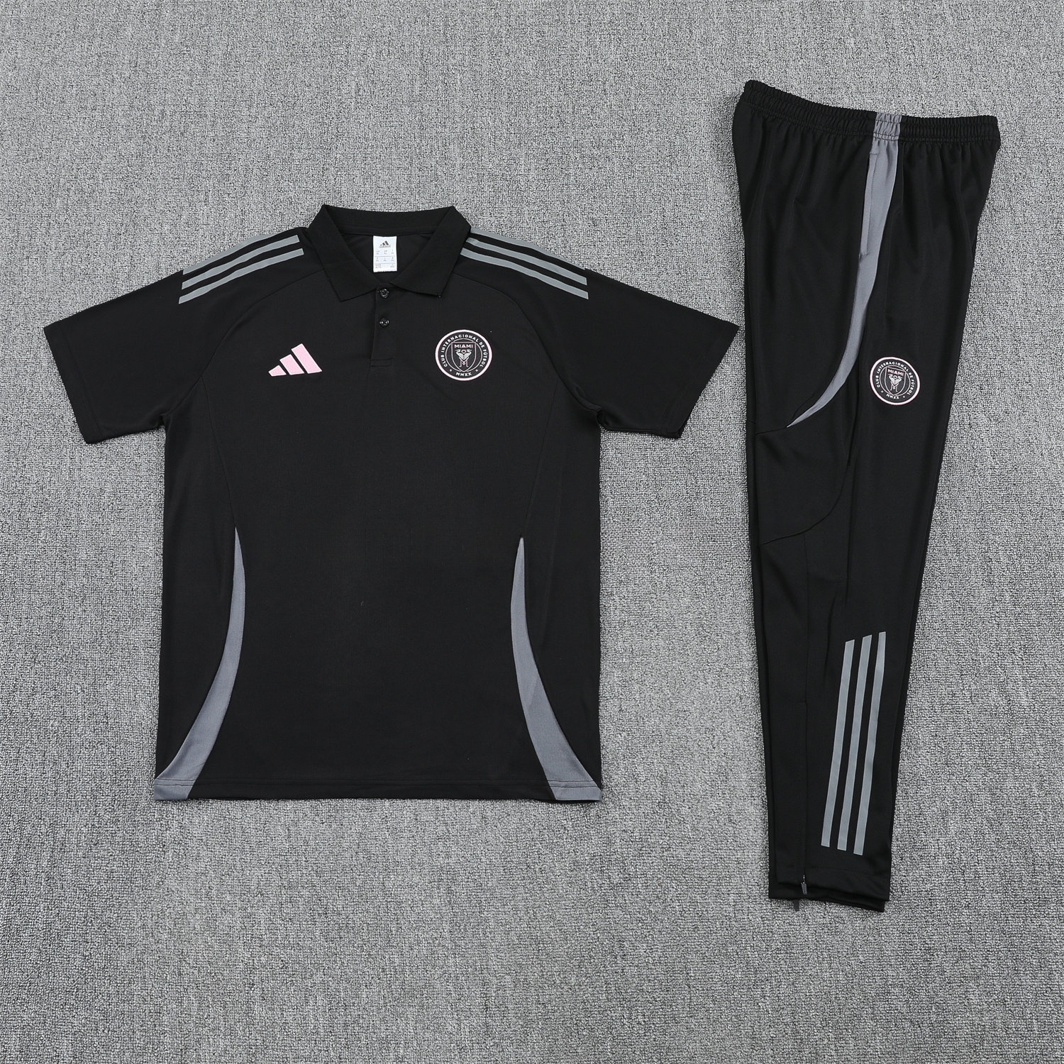 INT M.A.M 25-26 POLO Short-Sleeve Training Set - Black Top and Pants - ReplicasJersey