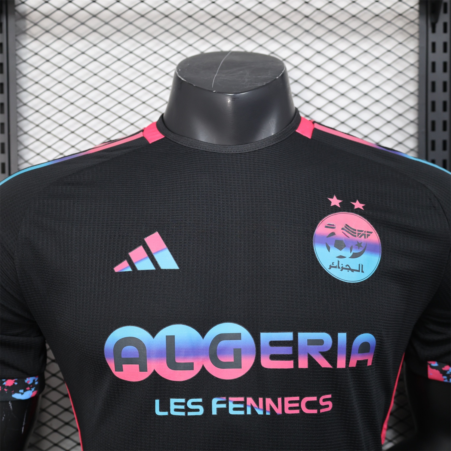Algeria 25-26 Pure Black with Fluorescent Green Powder Advertising Jersey - Player Version - ReplicasJersey