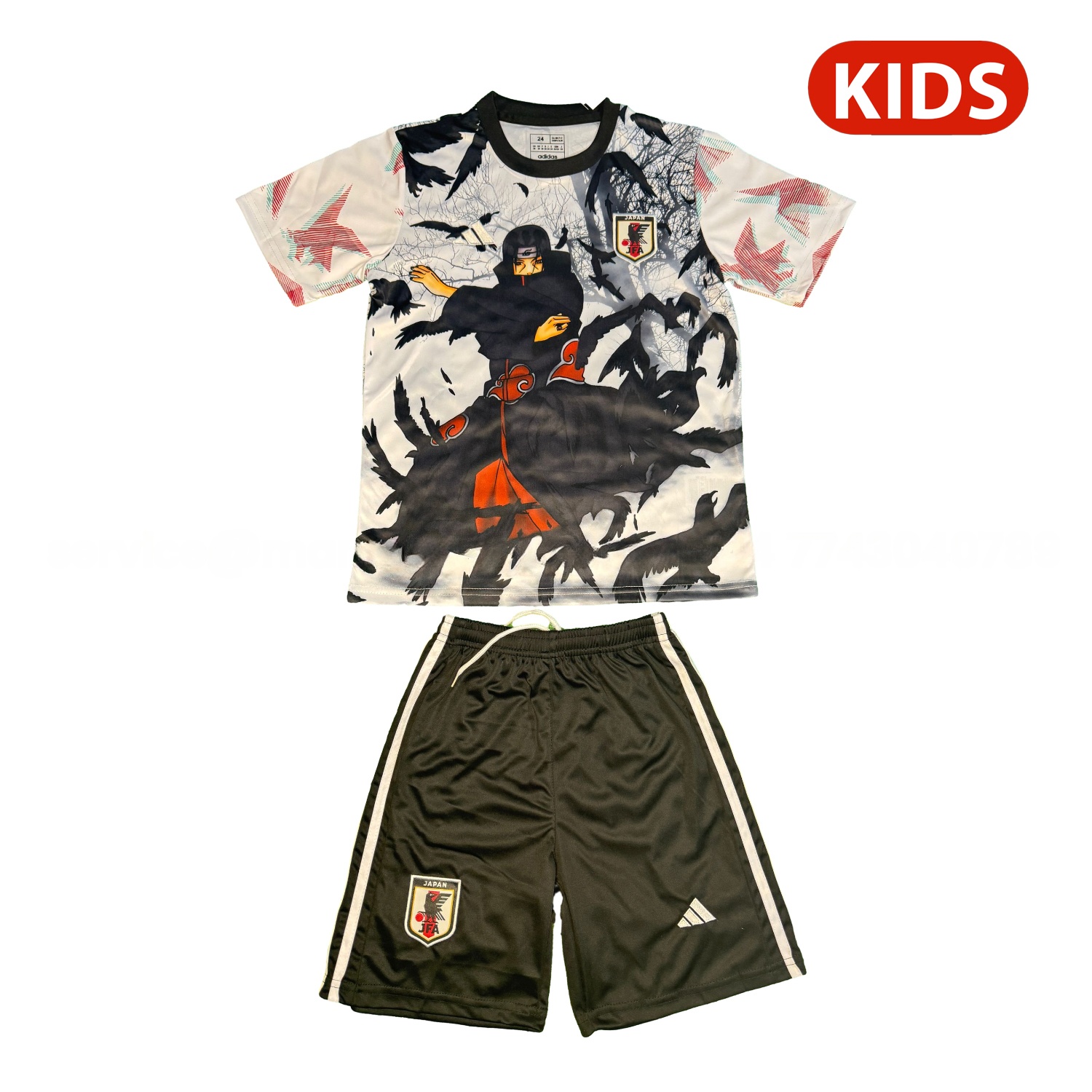 Japan 25-26 Uchiha Itachi White And Black Special Kids Kit - ReplicasJersey