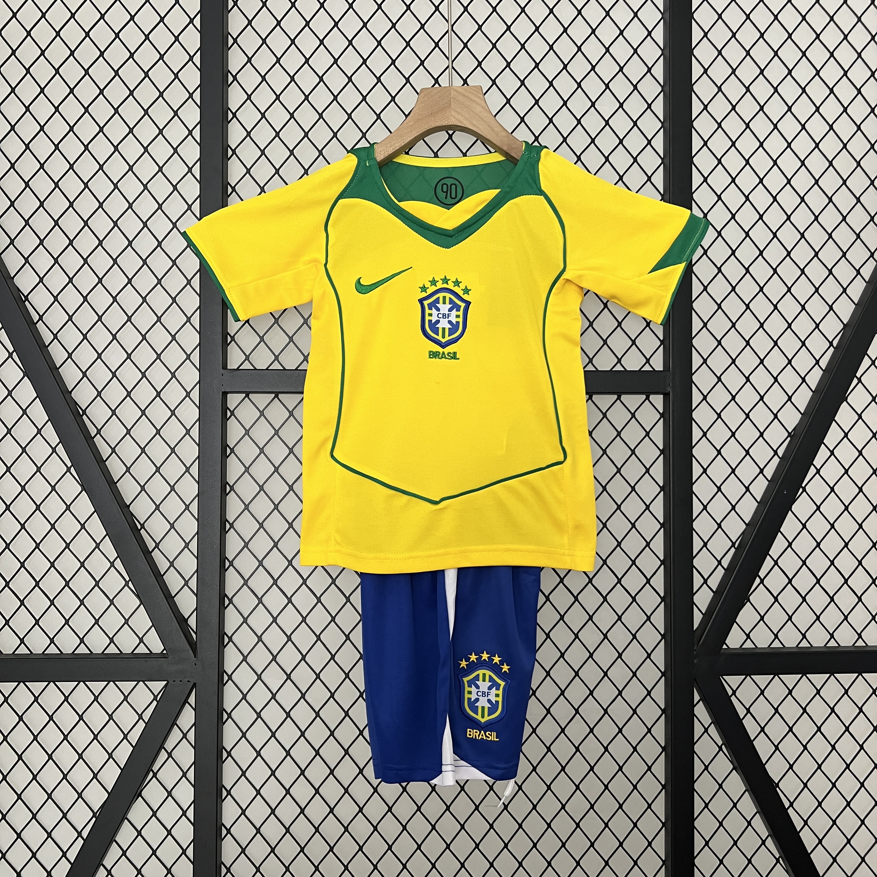 Retro Brazil 2004 Home Stadium Kids Kit - ReplicasJersey