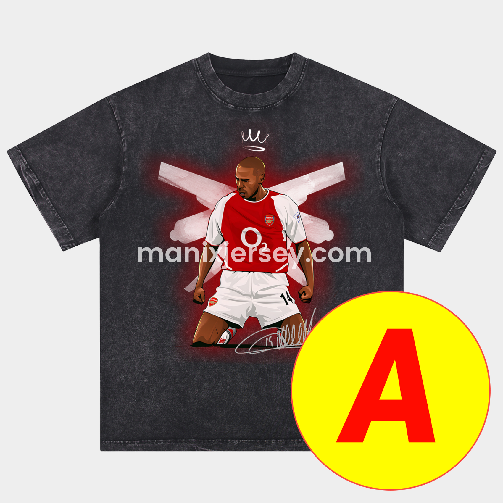 Arsenal Henry Wenger Saka Gunners Oversized Washed T-Shirt - ReplicasJersey