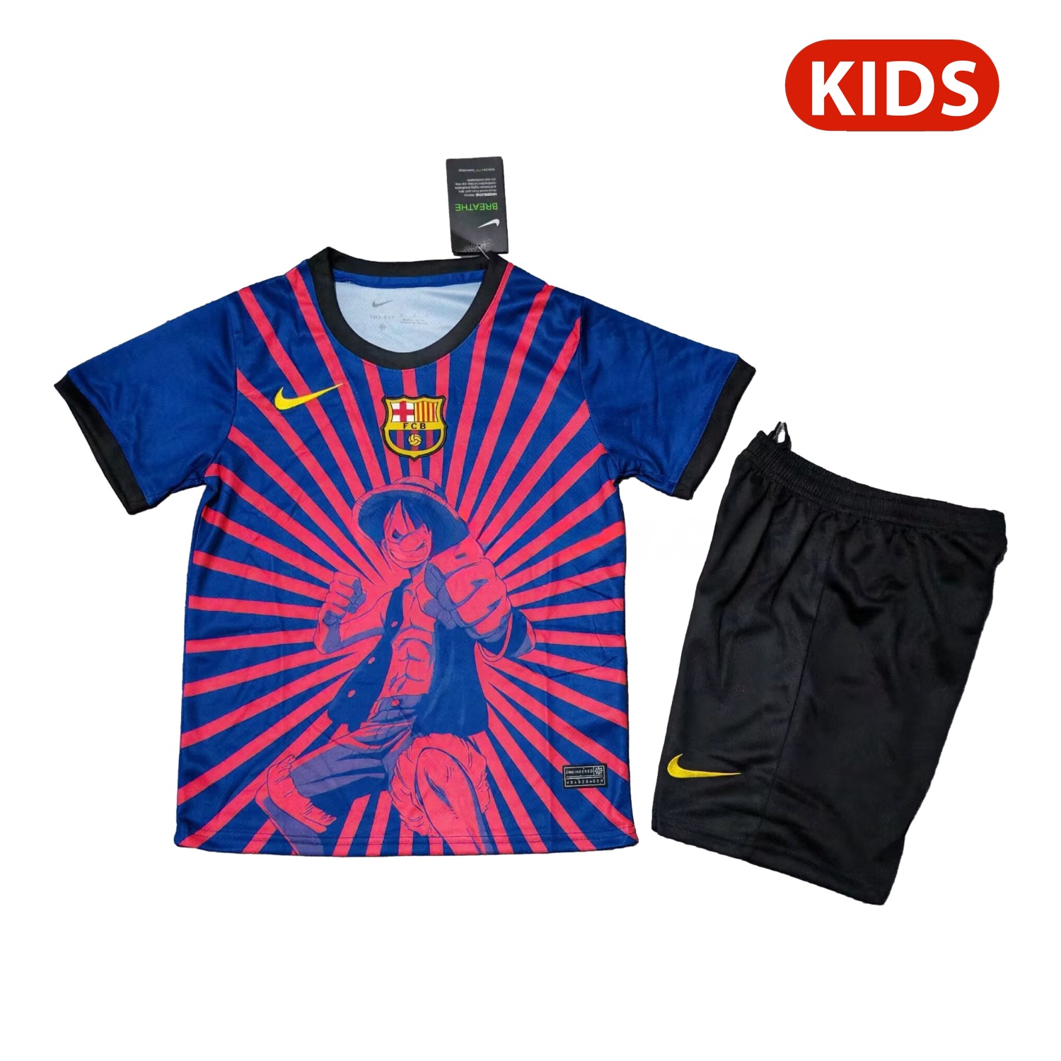 B.A.R.S.A 25-26 One Piece Red Silhouette Special Blue Kids Kit - ReplicasJersey