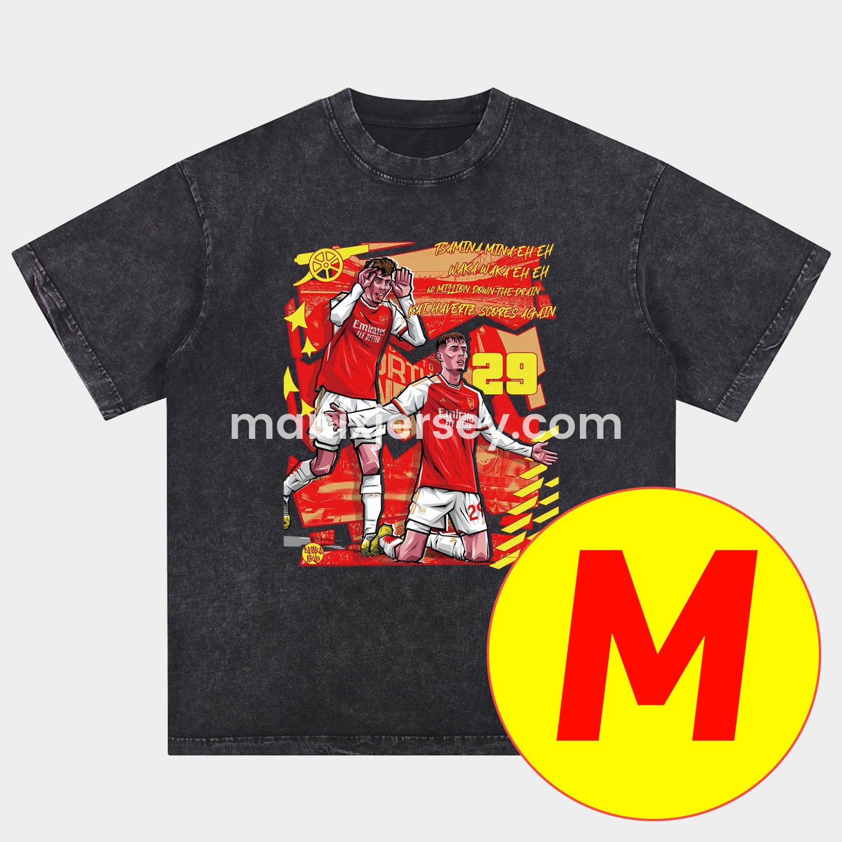 Arsenal Henry Wenger Saka Gunners Oversized Washed T-Shirt - ReplicasJersey