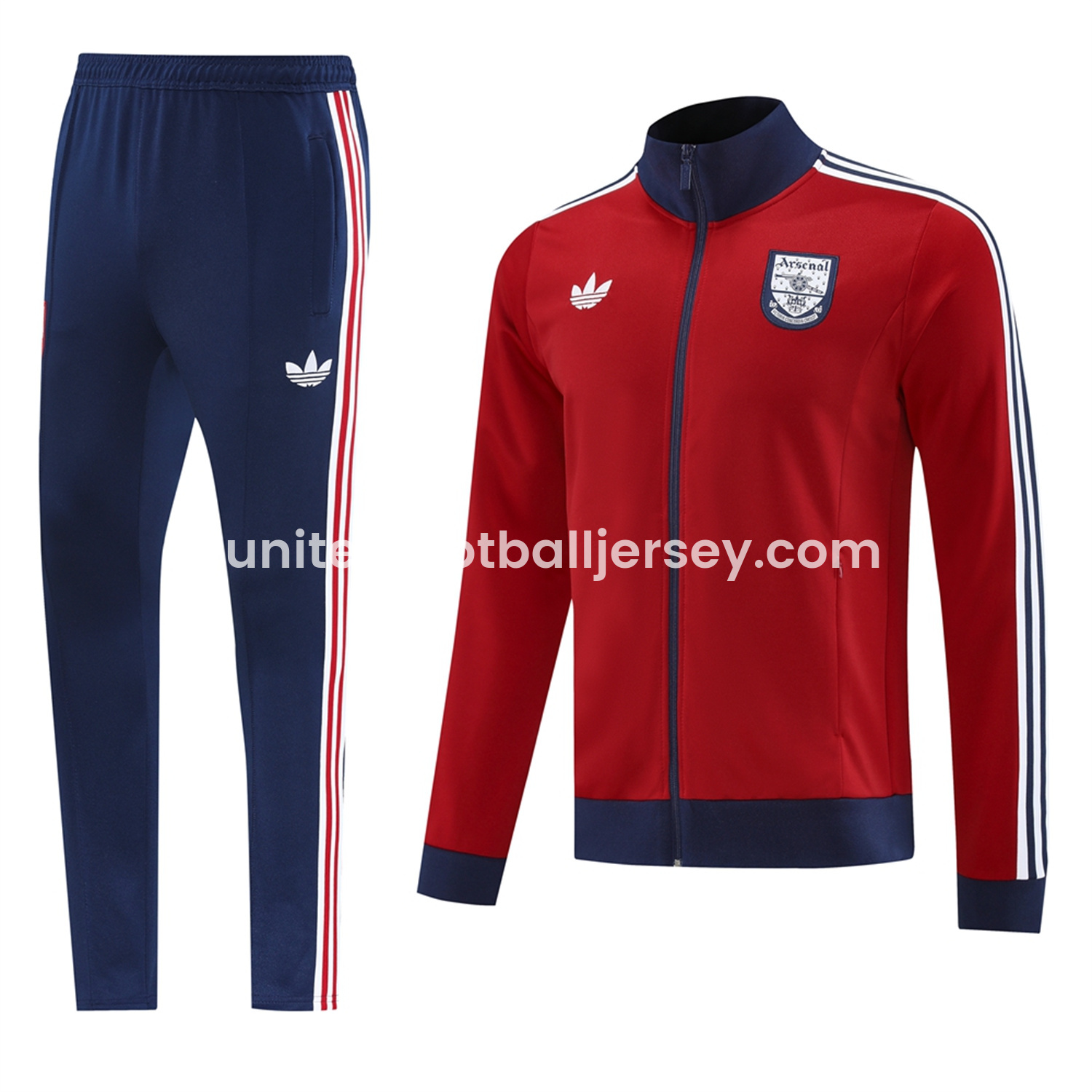Arsenal 24-25 Throwback Jacket Training Tracksuit - Red Jackets & Blue Pants - ReplicasJersey