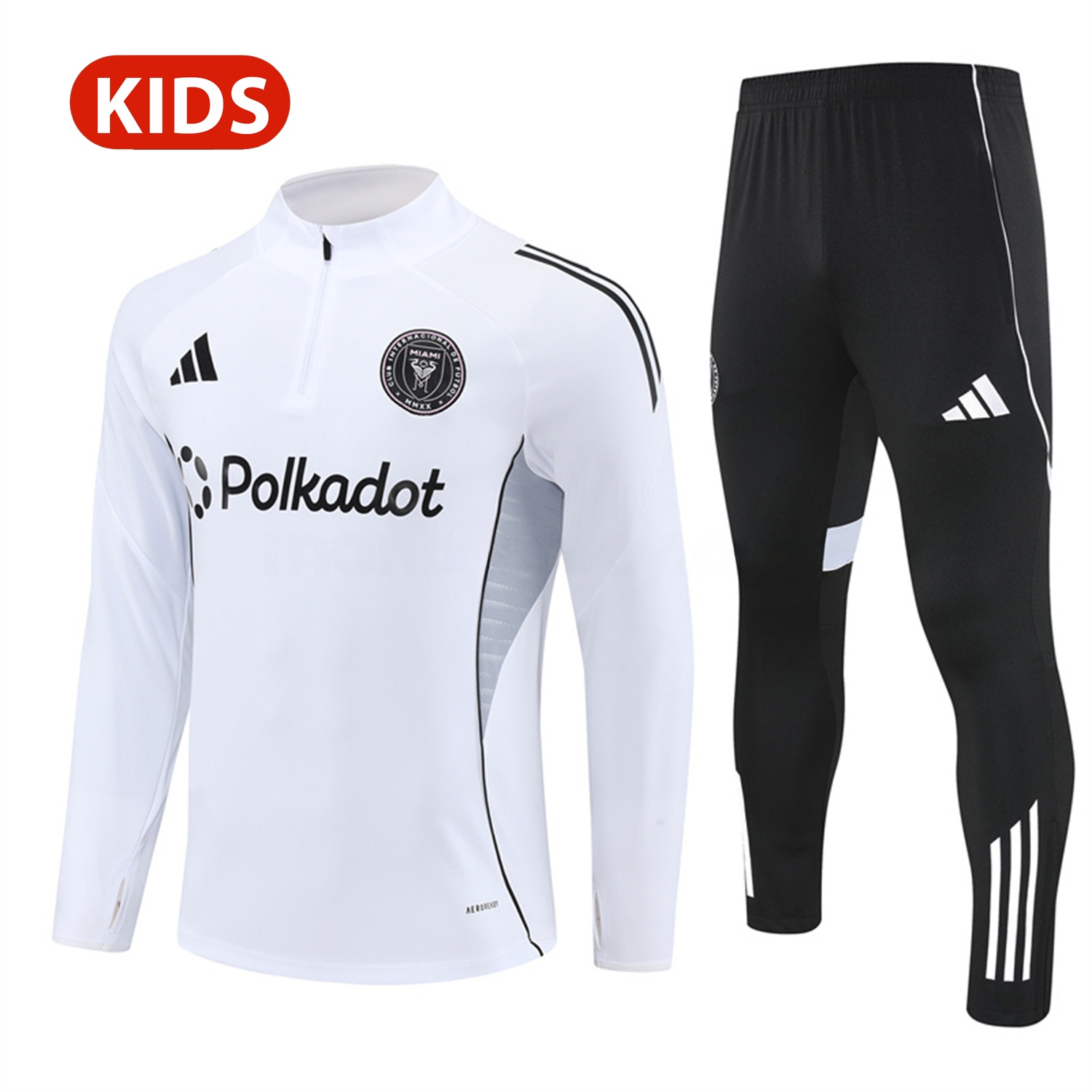 INT M.A.M 25-26 Kid Long Sleeves Training Set - White Top & Black Pants - ReplicasJersey