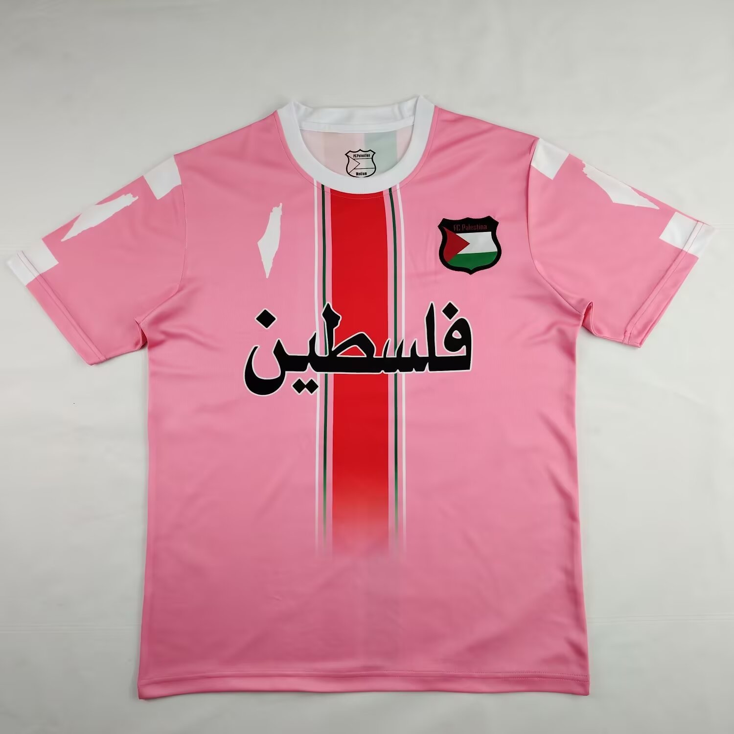 FC Palestina 24-25 Pink Centre Striped Jersey - Fans Version - ReplicasJersey
