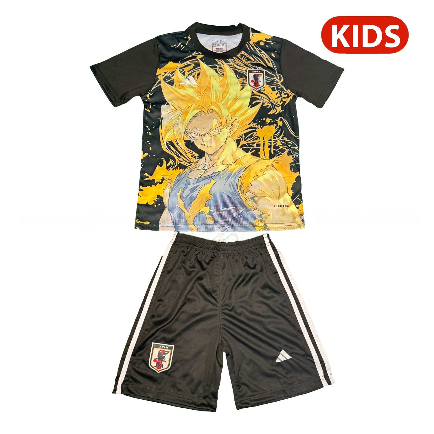 Japan 25-26 Golden Super Saiyan Black Special Kids Kit - ReplicasJersey